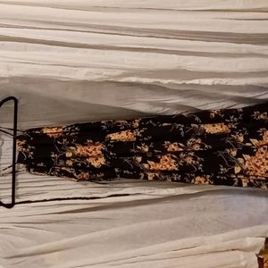 Long floral navy blue dress